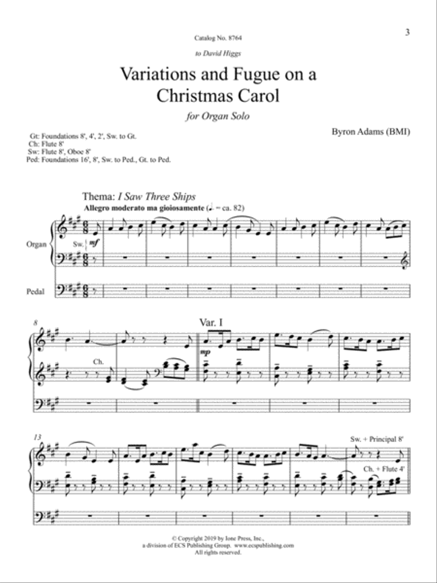 Variations and Fugue on a Christmas Carol Organ Solo scores gallery preview page 2