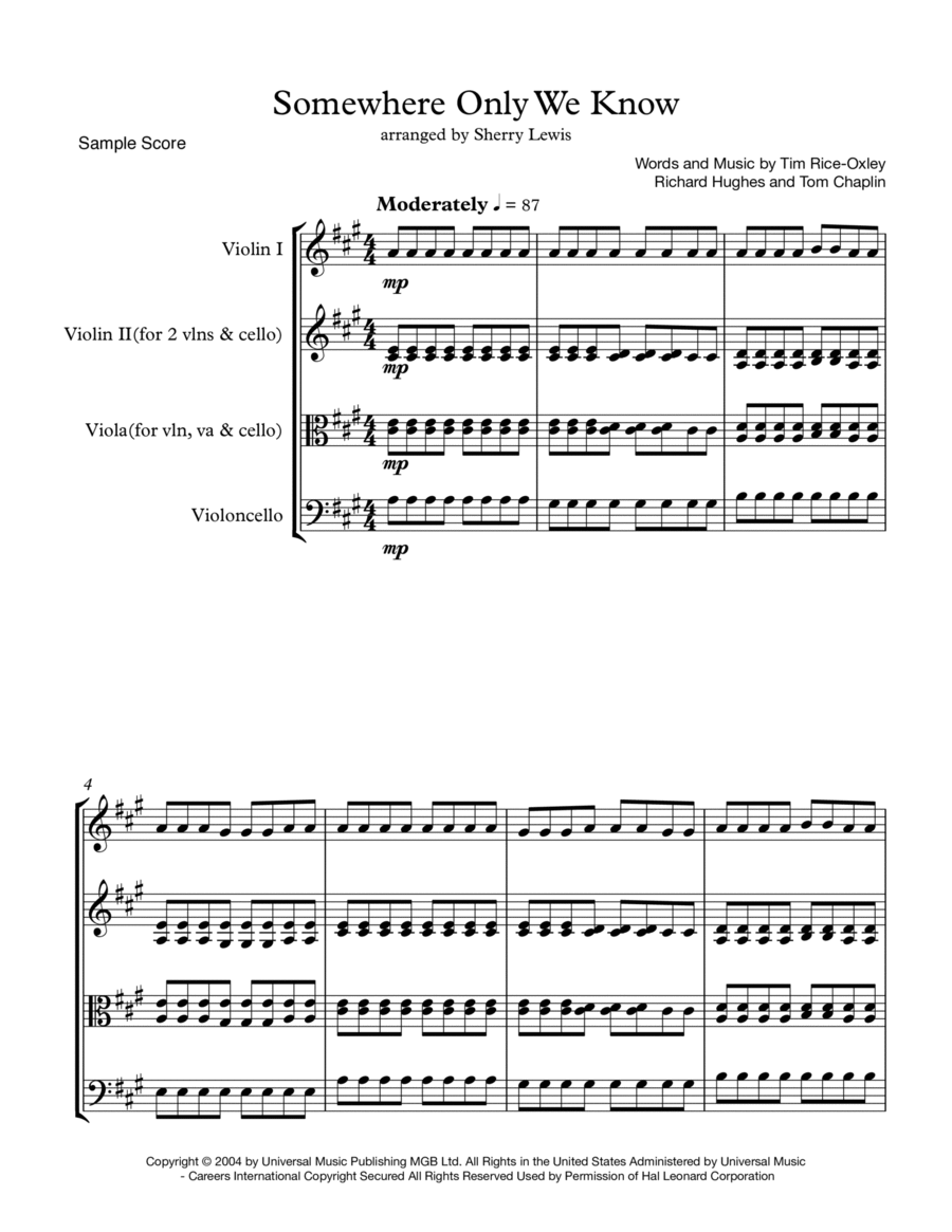 Somewhere Only We Know String Trio scores gallery preview page 1