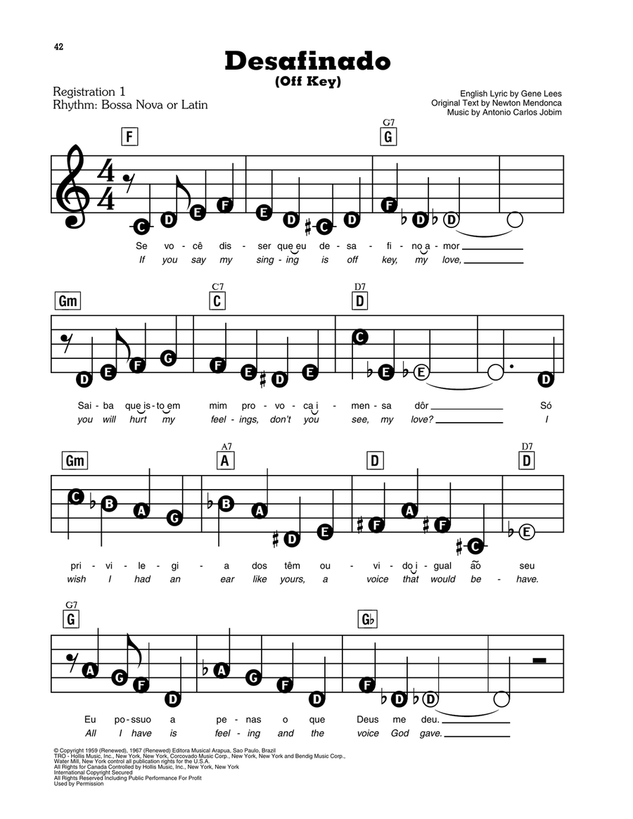 Desafinado (Off Key) Desafinado (Off Key) Electronic Keyboard scores gallery preview page 1