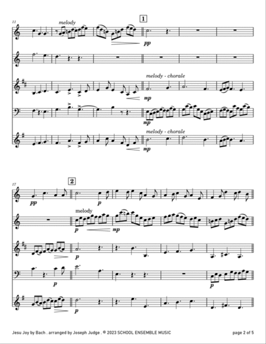 Jesu Joy by Bach for Woodwind Quartet in Schools Woodwind Quartet scores gallery preview page 2