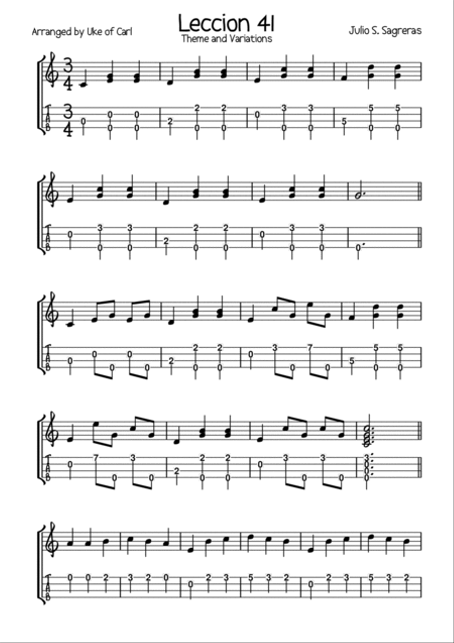 Sagreras for Ukulele - 11 Fun Pieces Ukulele scores gallery preview page 4