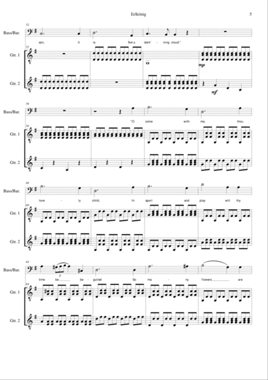 Erlkönig - Erlking - bass/baritone voice and 2 guitars Erlkönig - Erlking - bass/baritone voice and 2 guitars Classical Guitar scores gallery preview page 6
