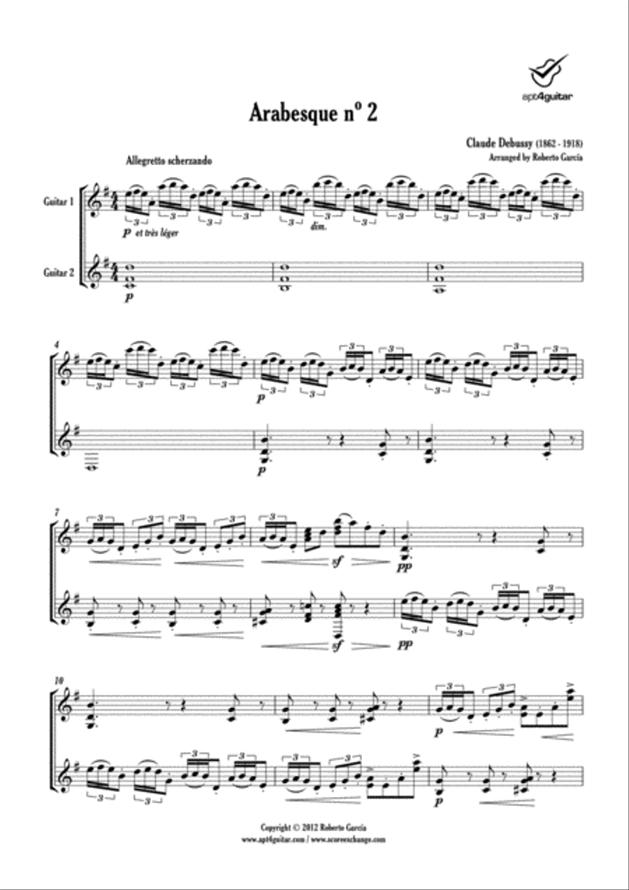 Arabesque nº 2 Classical Guitar scores gallery preview page 2