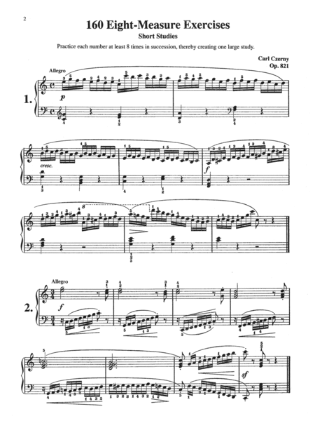 Czerny -- 160 8-Measure Exercises, Op. 821