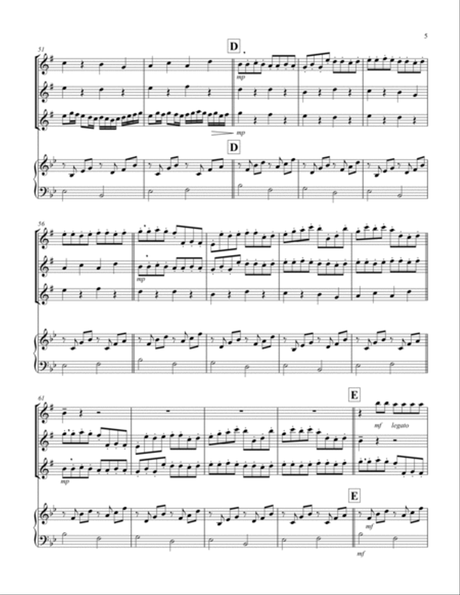 Canon (Pachelbel) (Bb) (Baritone Saxophone Trio, Keyboard) Chamber Music scores gallery preview page 5