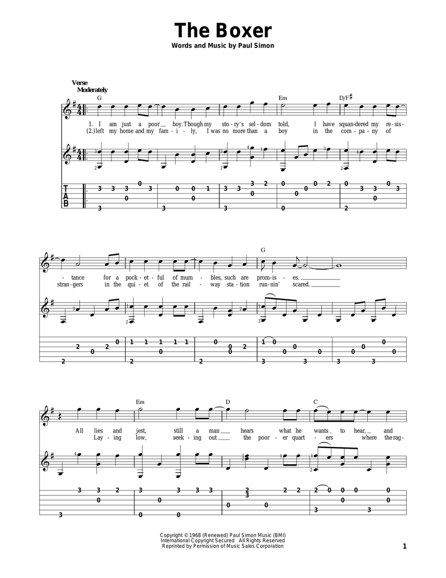 The Boxer Acoustic Guitar scores gallery preview page 1