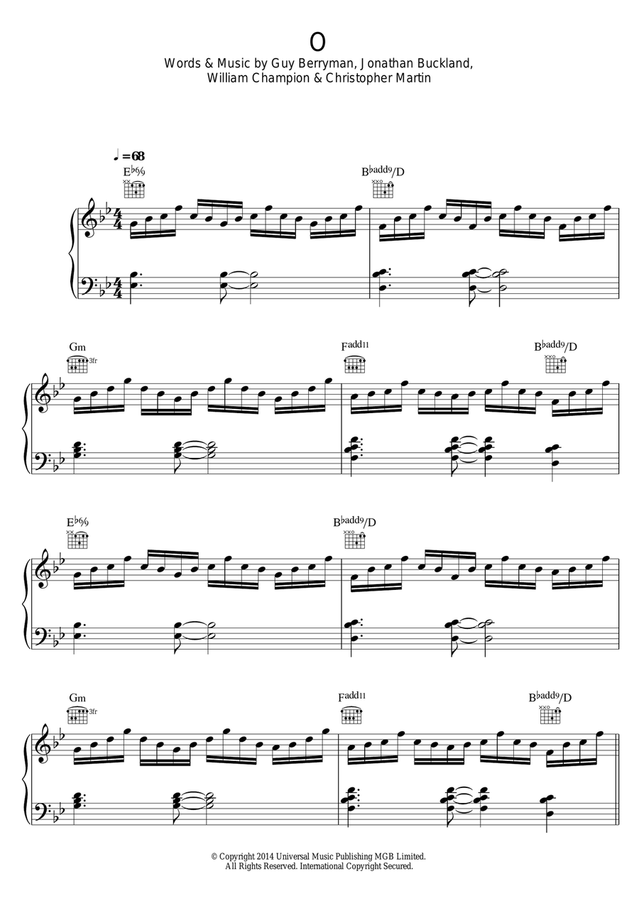 O O Piano, Vocal scores gallery preview page 1