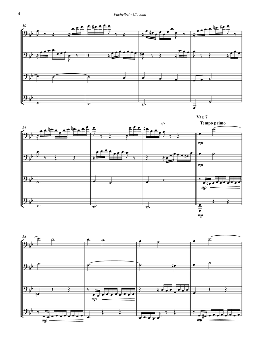 Ciacona - Theme & 22 Variations for Tuba Quartet Tuba Quartet scores gallery preview page 4