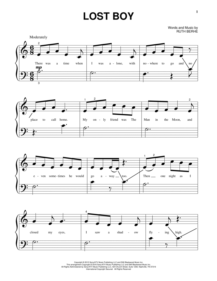 Lost Boy Piano Solo scores gallery preview page 1
