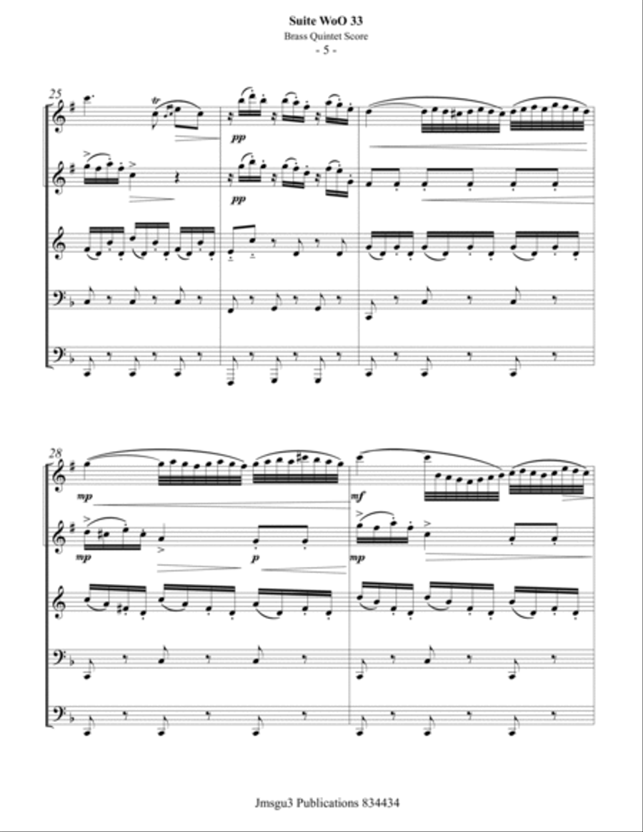 Beethoven: Suite WoO 33 for Brass Quintet Brass Quintet scores gallery preview page 5