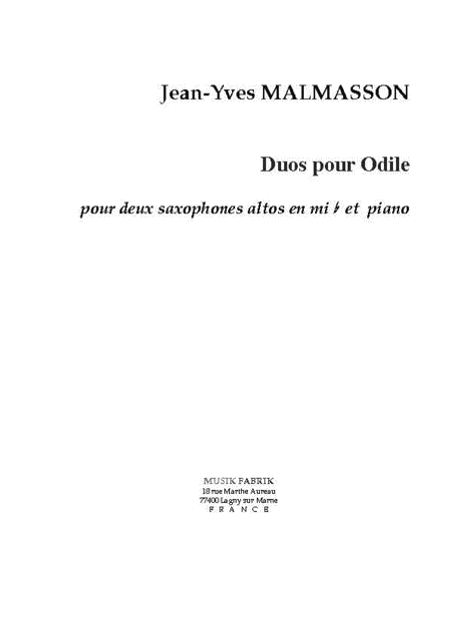 Duos pour Odile Duos pour Odile Alto Saxophone scores gallery preview page 1