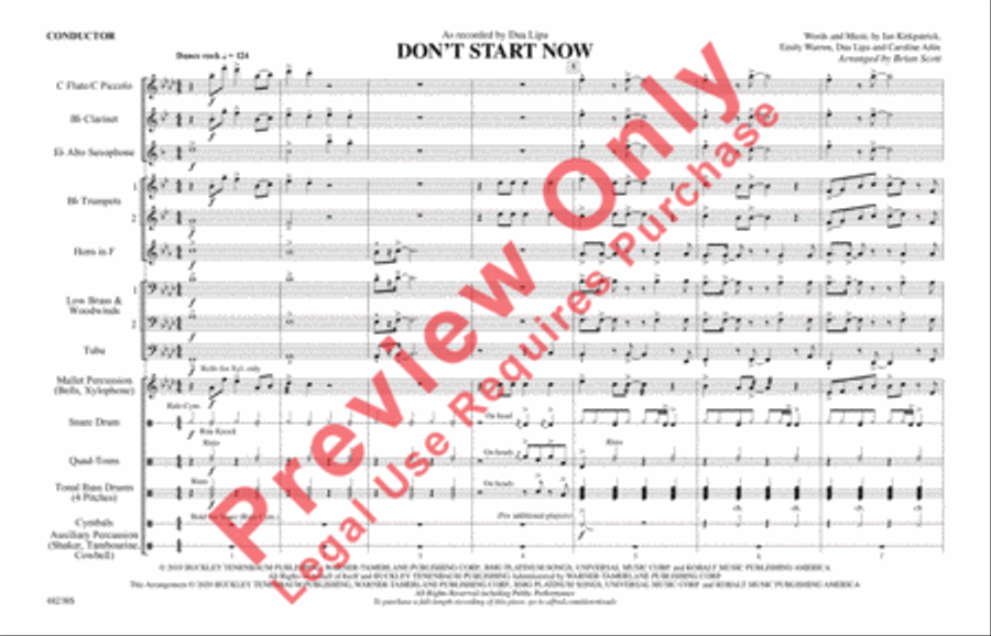 Don't Start Now Don't Start Now Marching Band scores gallery preview page 2