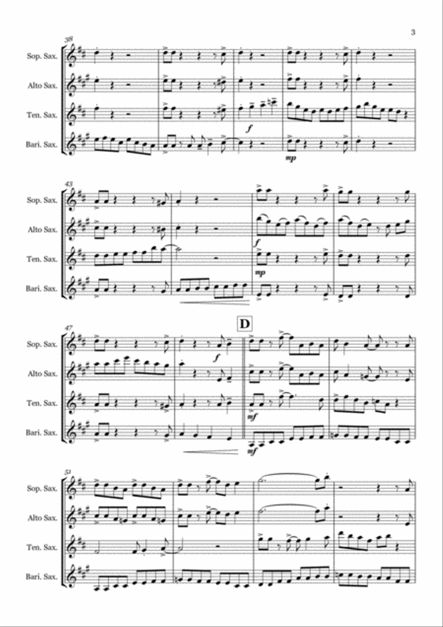Annie B's Boogie - Saxophone quartet (SATB) Saxophone Quartet scores gallery preview page 3