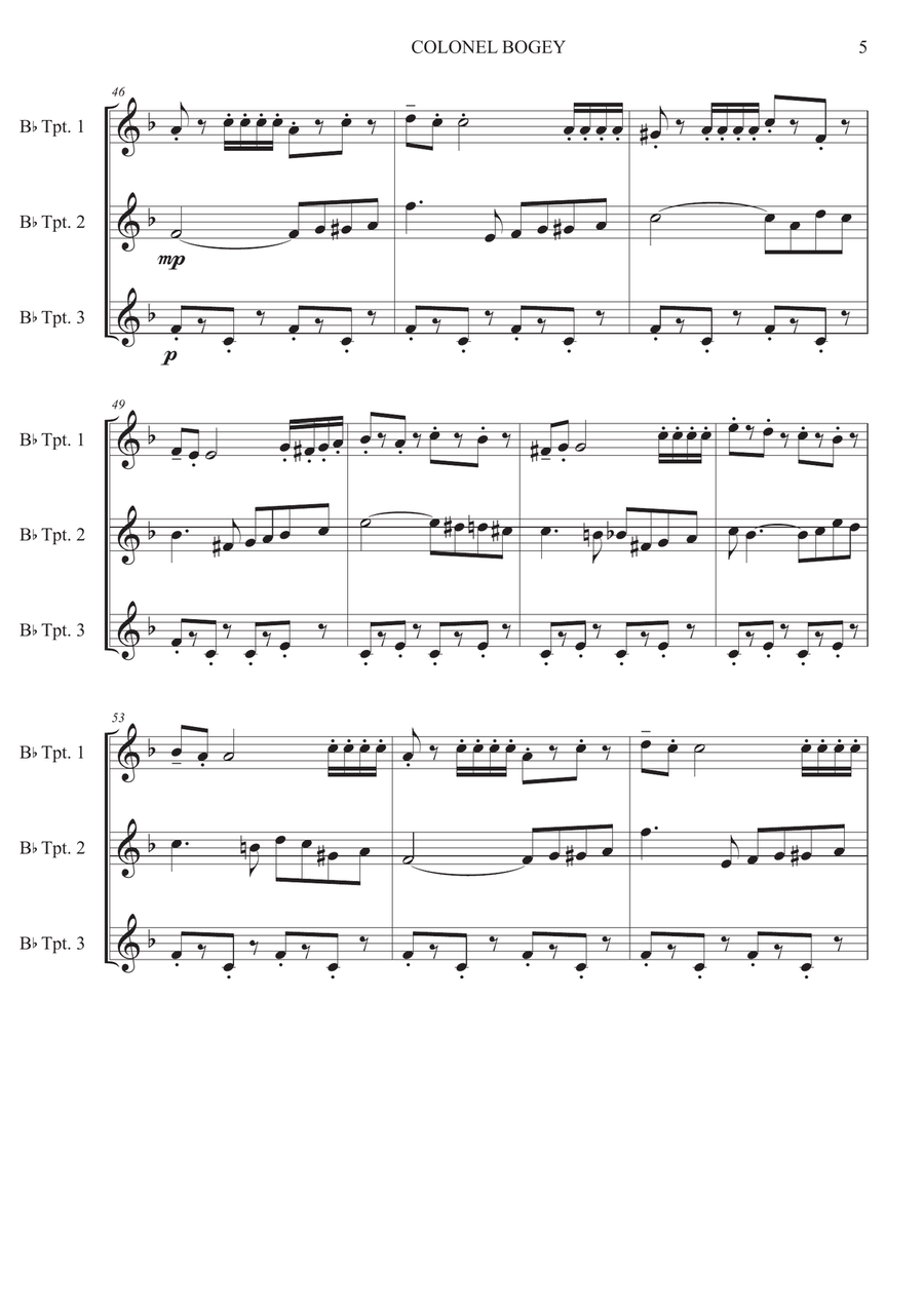 Colonel Bogey - Trumpet Trio Trumpet Trio scores gallery preview page 5