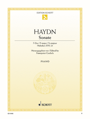 Book cover for Sonata F major, Hob. XVI:23