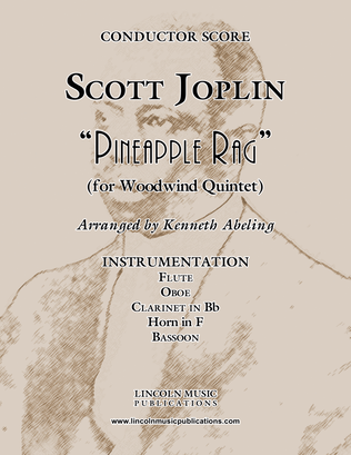 Book cover for Joplin - “Pineapple Rag” (for Woodwind Quintet)