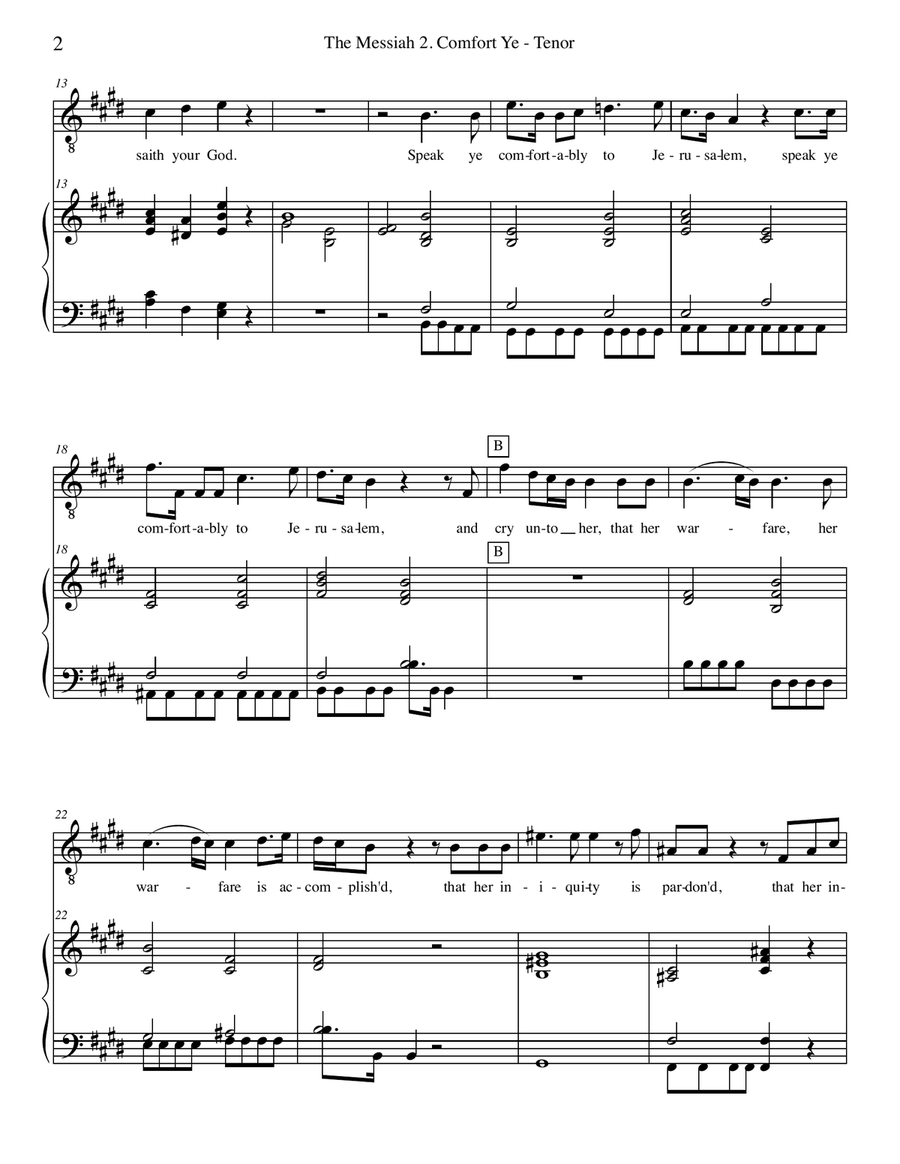 Comfort Ye from The Messiah for Solo Tenor Voice and Chamber Orchestra Chamber Orchestra scores gallery preview page 6