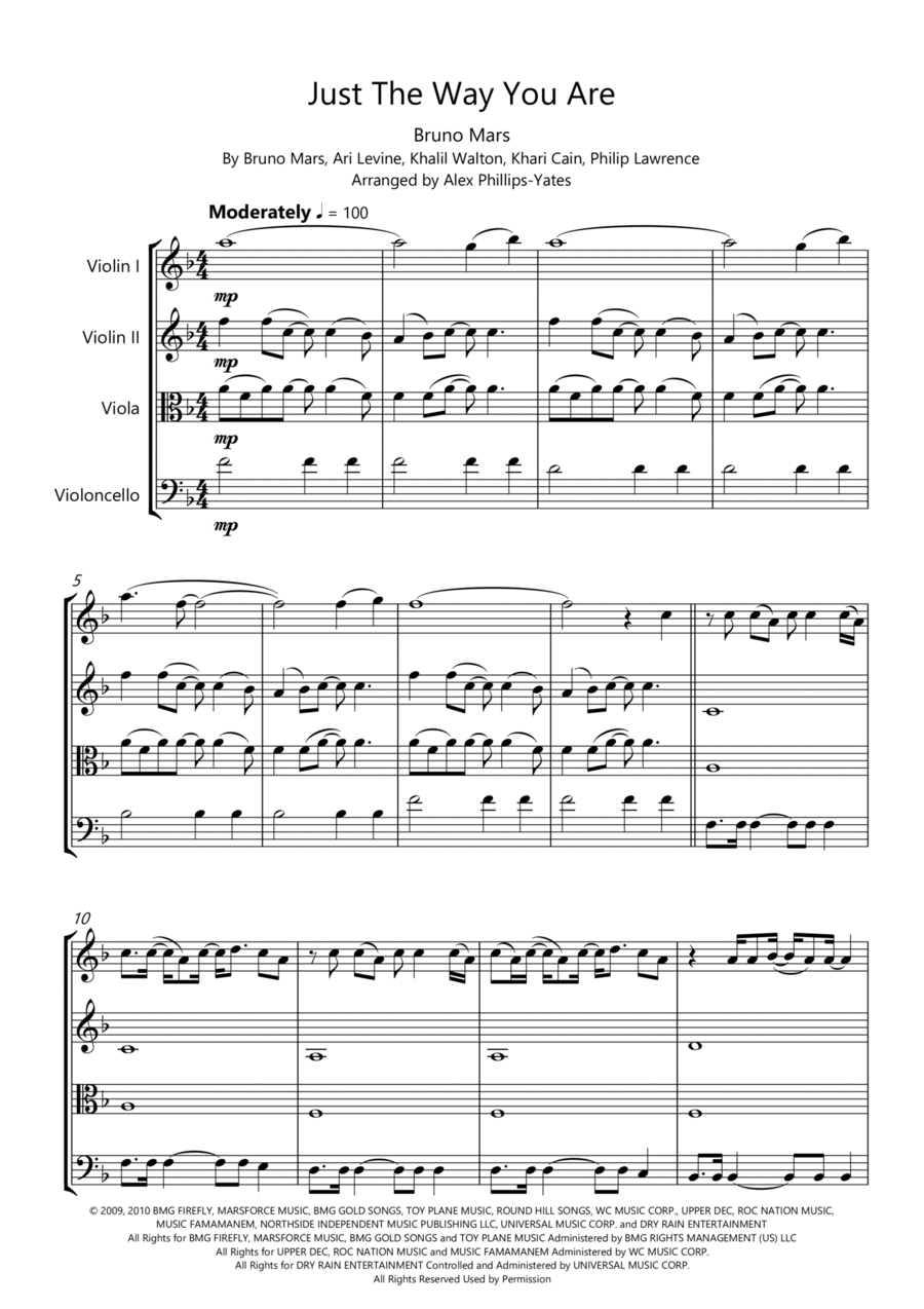 Just The Way You Are String Quartet scores gallery preview page 1