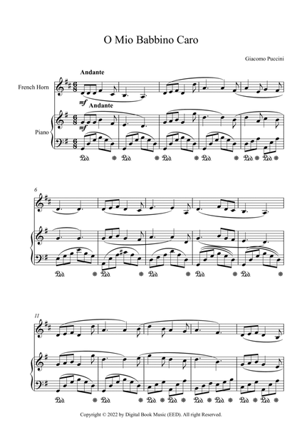 O Mio Babbino Caro - Giacomo Puccini (French Horn + Piano) image number null