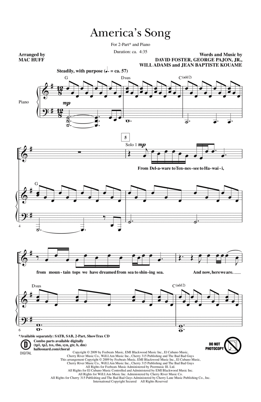 America's Song 2-Part scores gallery preview page 1