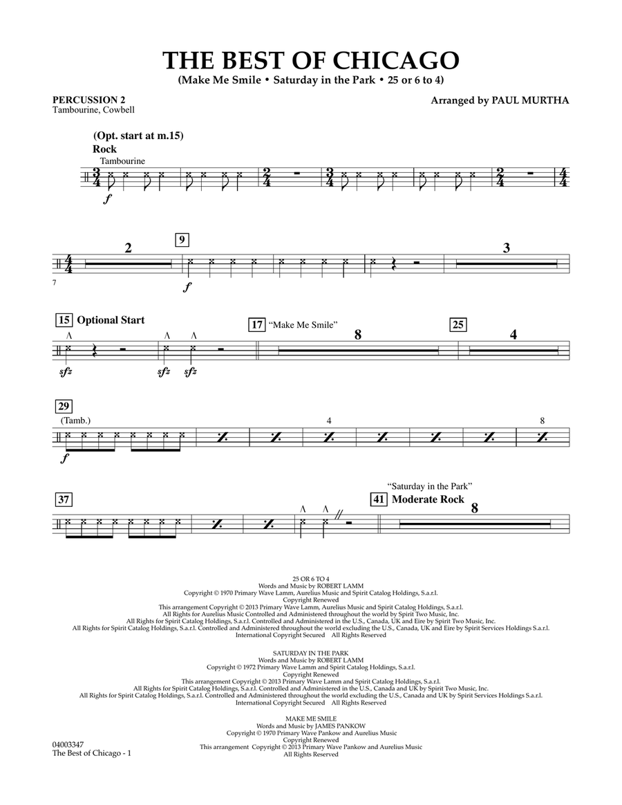 The Best Of Chicago - Percussion 2 Concert Band scores gallery preview page 1