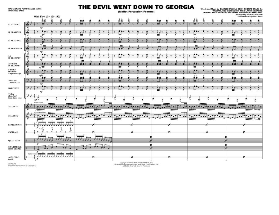 The Devil Went Down to Georgia - Full Score Marching Band scores gallery preview page 2