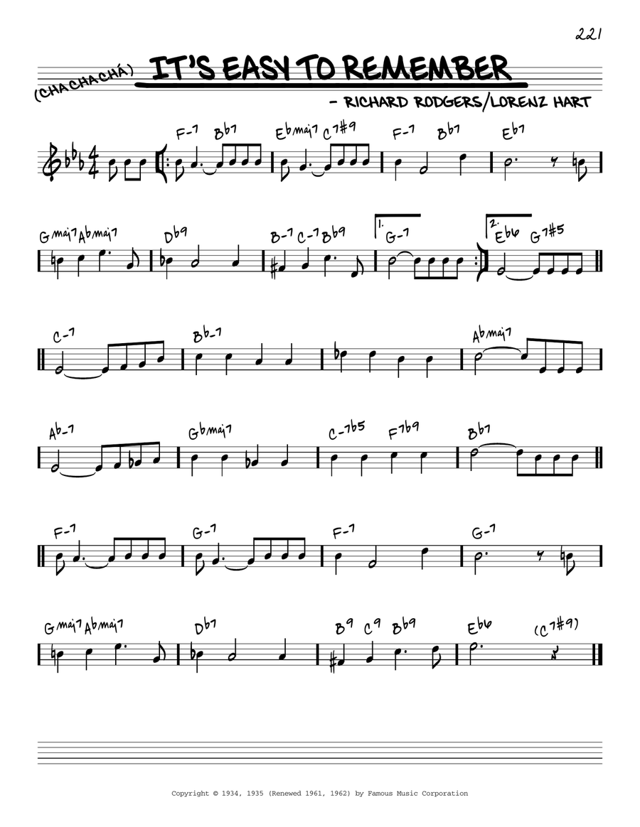 It's Easy To Remember [Reharmonized version] (from Mississippi) (arr. Jack Grassel) Piano scores gallery preview page 1
