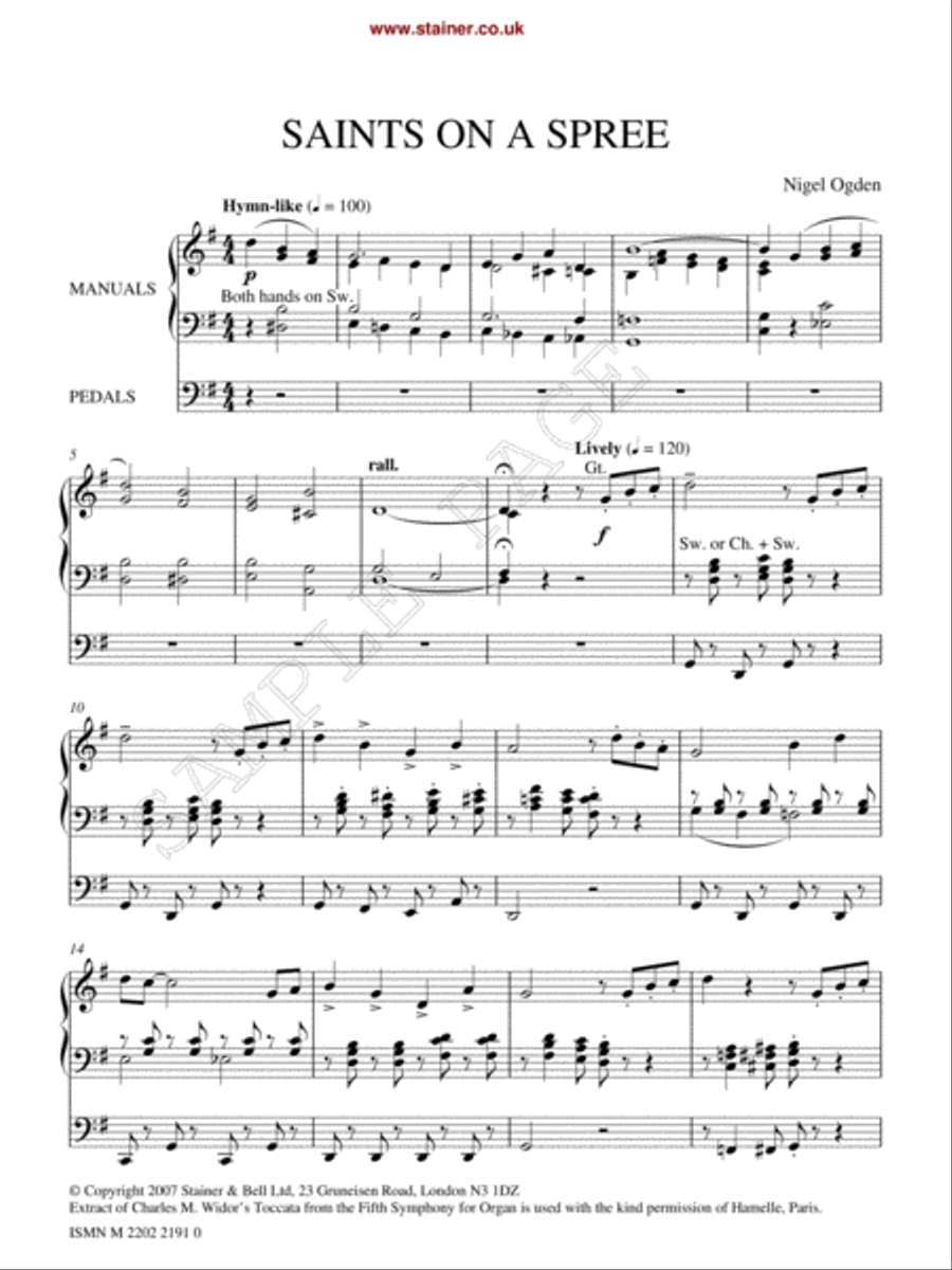 Saints on a Spree Organ scores gallery preview page 2