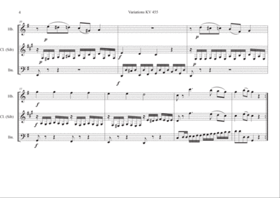 Variations KV 455 sur un thème de Gluck Woodwind Trio scores gallery preview page 4