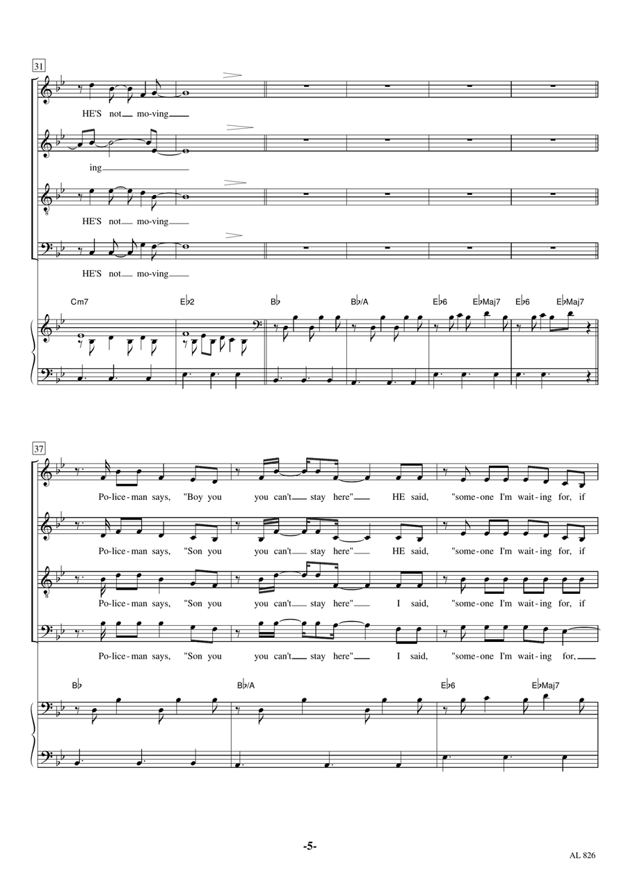 The Man Who Can't Be Moved 4-Part scores gallery preview page 5