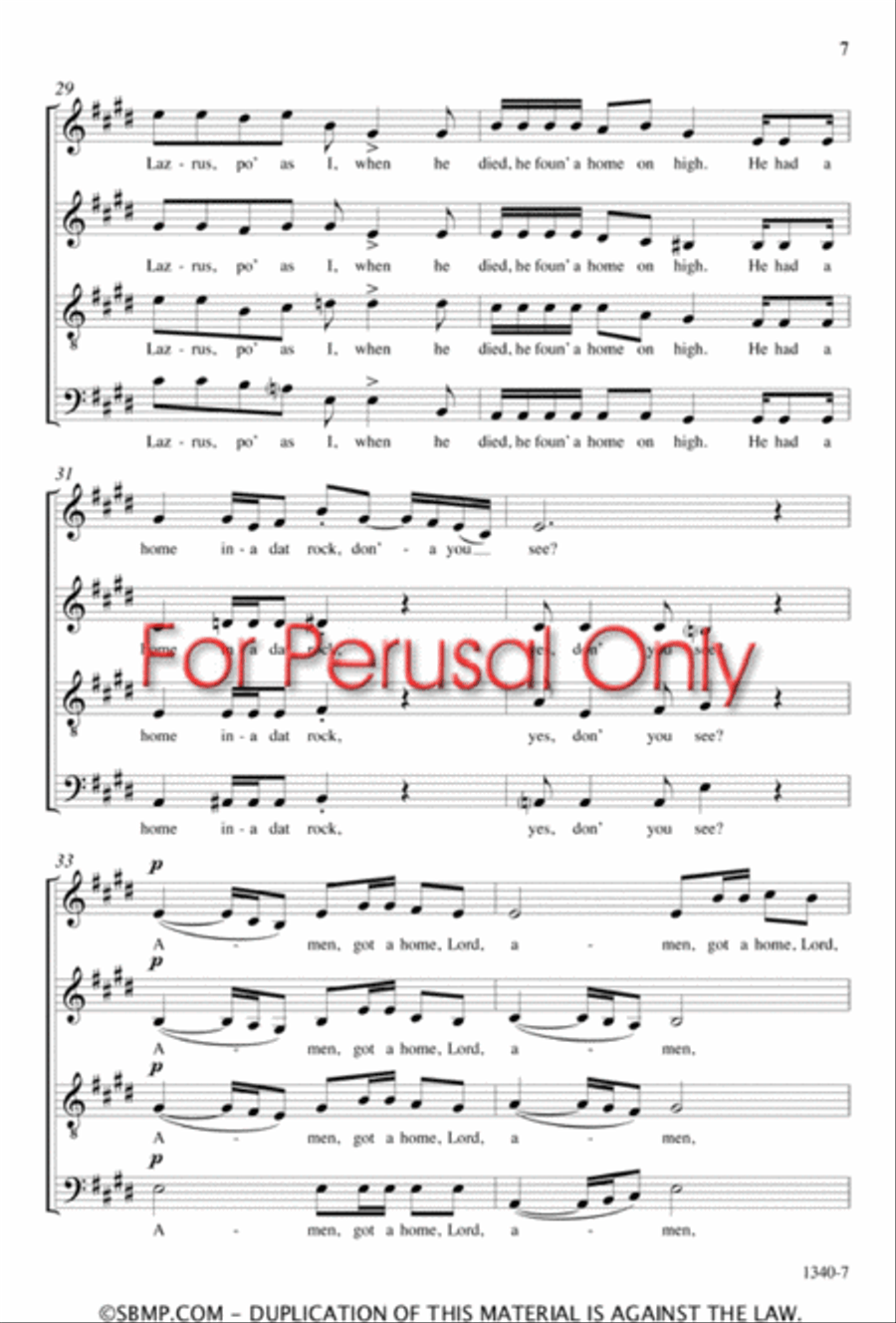 I Got a Home In-a Dat Rock - SATB Octavo 4-Part scores gallery preview page 6