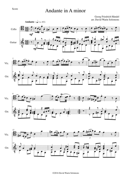 Andante by Georg Friedrich Händel for cello and guitar image number null
