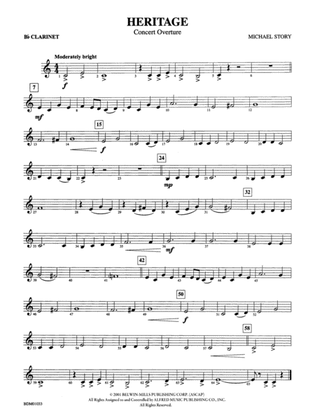 Heritage (Concert Overture): 1st B-flat Clarinet