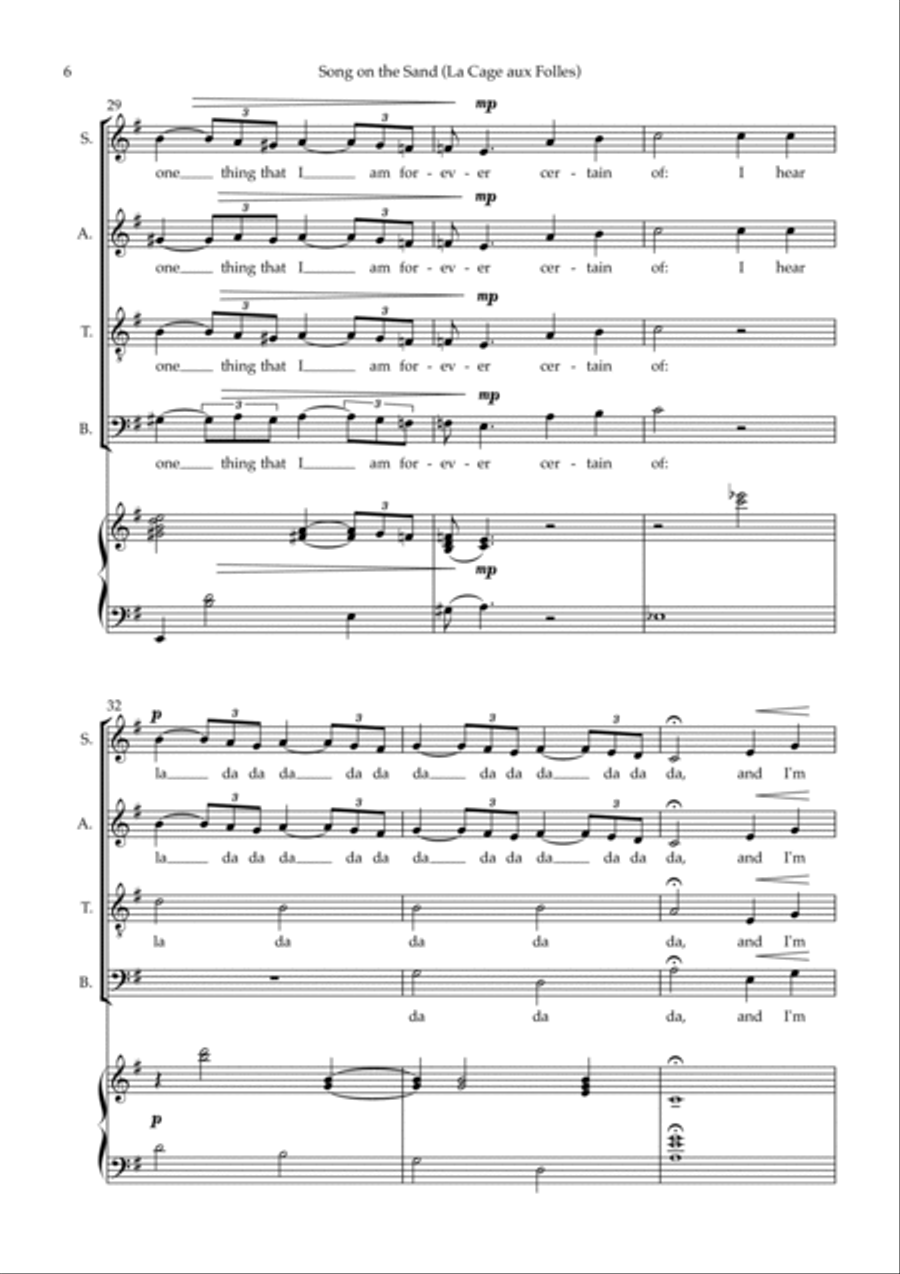 Song On The Sand (la Da Da Da) 4-Part scores gallery preview page 6
