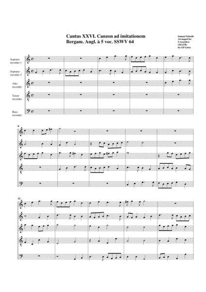 Canzon ad imitationem Bergam. Angl. (Bergamasca) SSWV 64 (arrangement for 5 recorders)