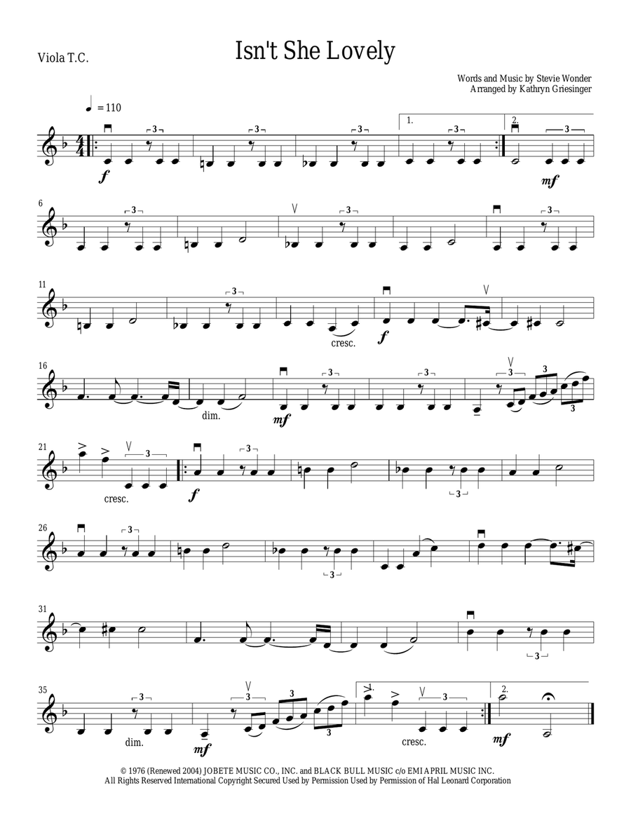 Isn't She Lovely String Quartet scores gallery preview page 4
