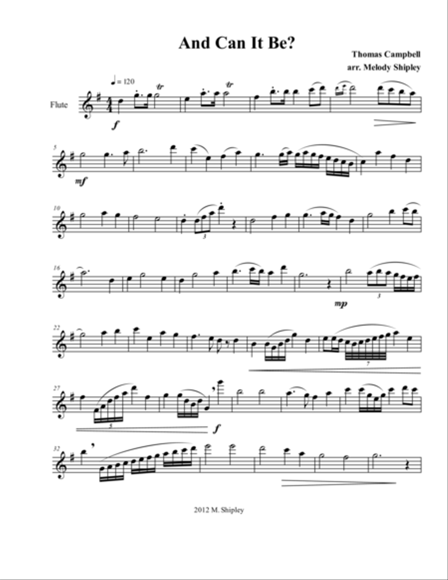 And Can It Be? Flute Solo scores gallery preview page 1