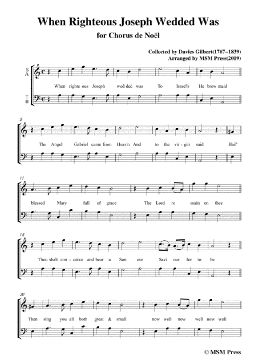 Gilbert-Christmas Carol,When Righteous Joseph Wedded Was,in a minor 4-Part scores gallery preview page 3