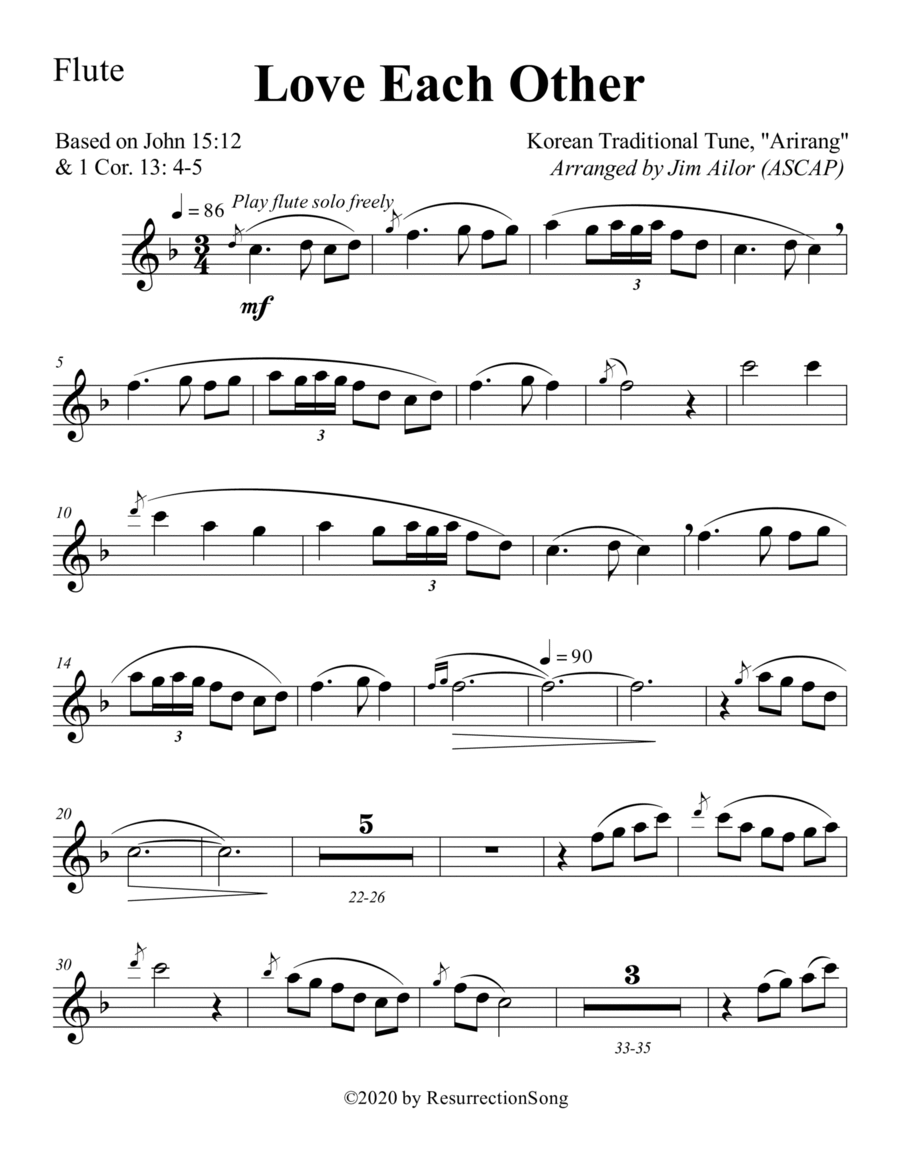 Love Each Other (Instrumental Parts) Unison Choir scores gallery preview page 1