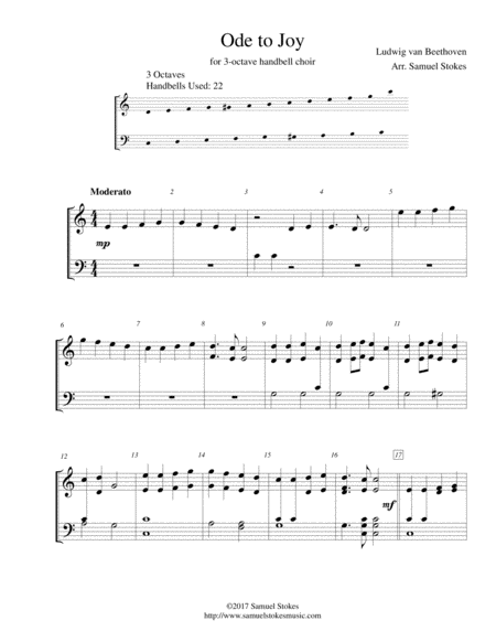 Ode to Joy (Joyful, Joyful, We Adore Thee) - for 3-octave handbell choir image number null