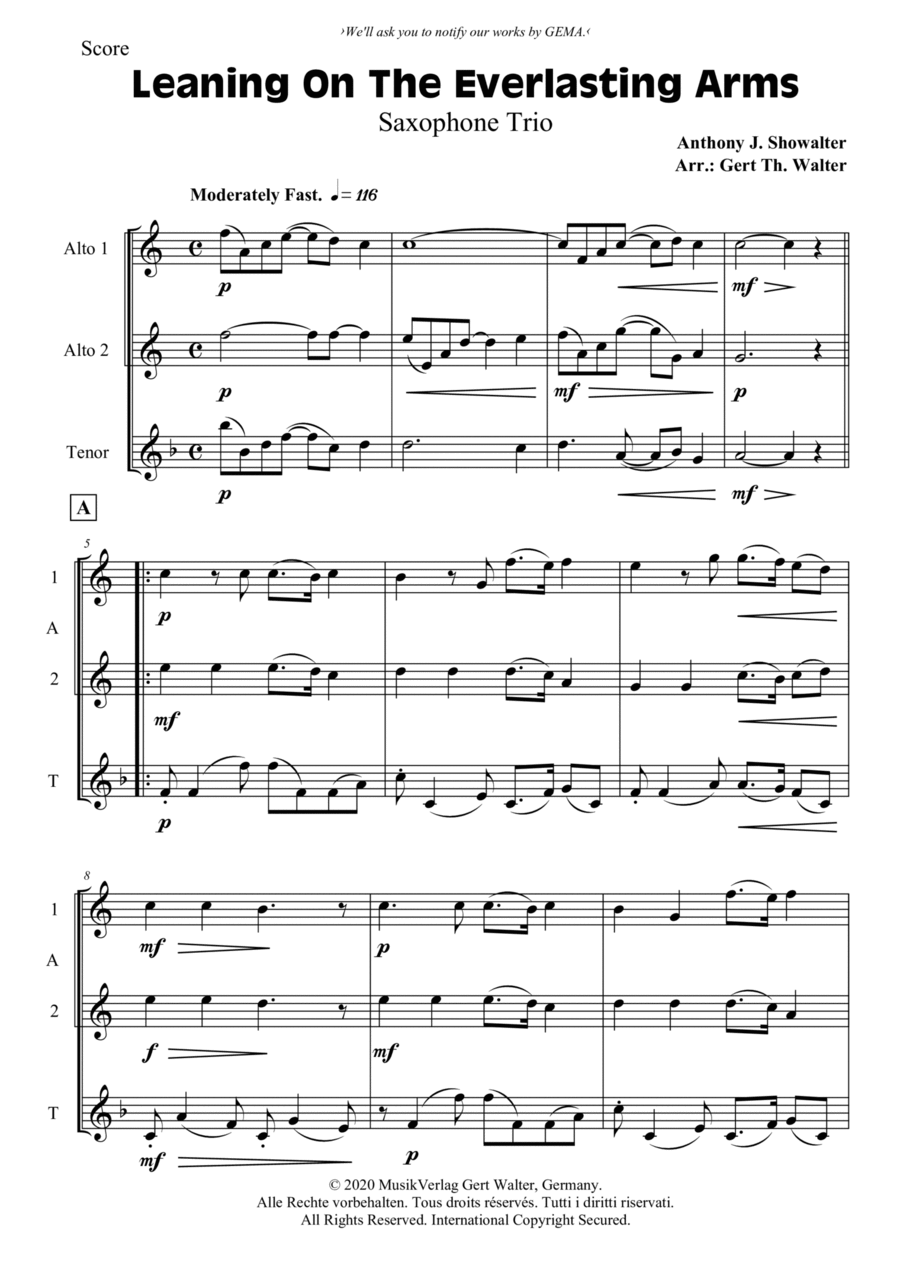 Leaning On The Everlasting Arms Woodwind Trio scores gallery preview page 1