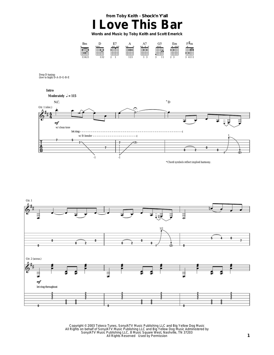 I Love This Bar Acoustic Guitar scores gallery preview page 1