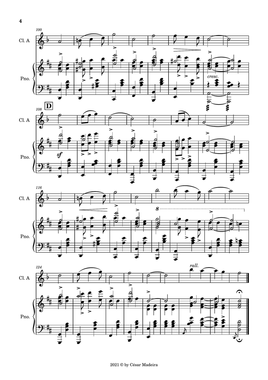Pomp and Circumstance No.1 - Clarinet in A and Piano (Full Score and Parts) A Clarinet scores gallery preview page 5