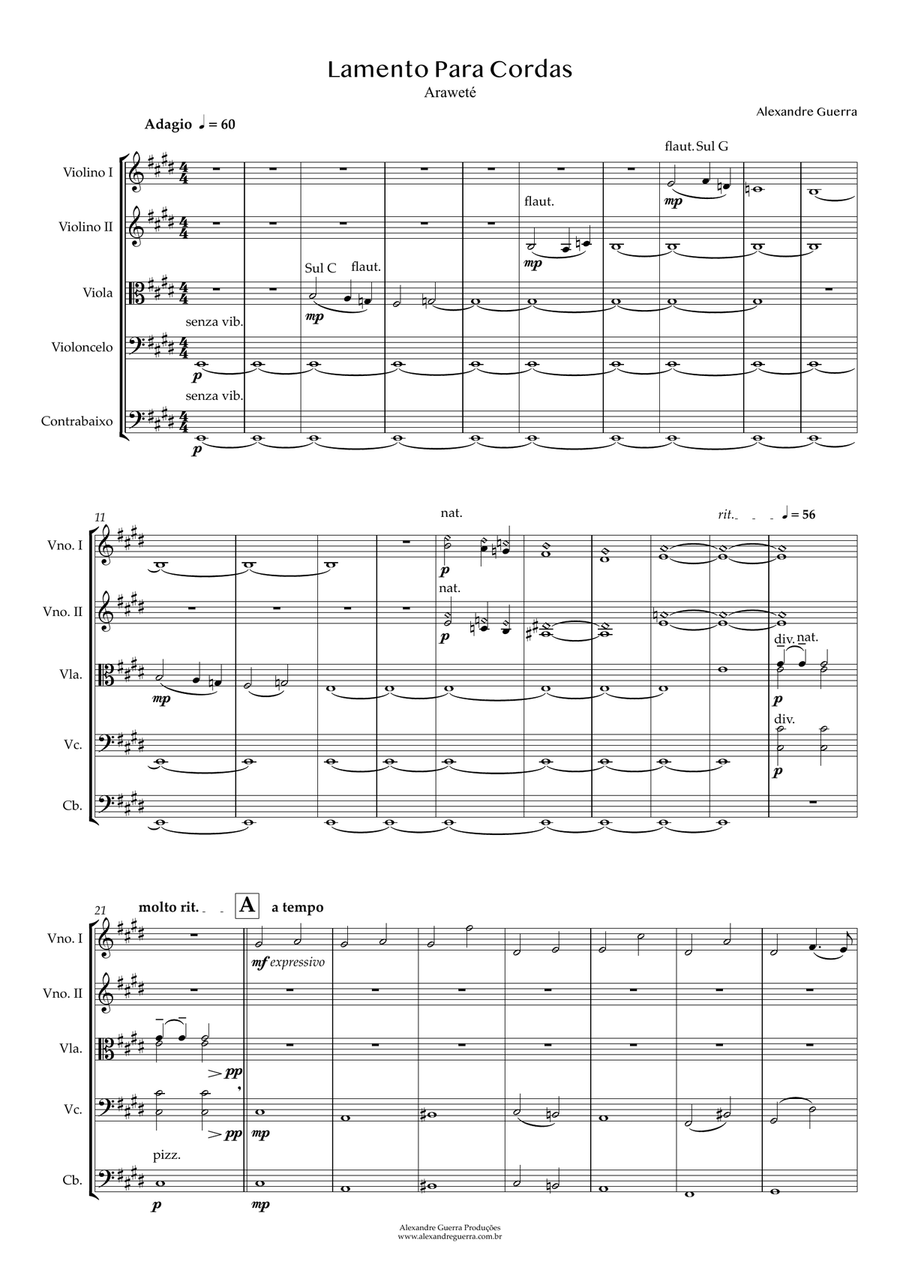 Lamento para Cordas - Elegy for String Orchestra String Orchestra scores gallery preview page 5