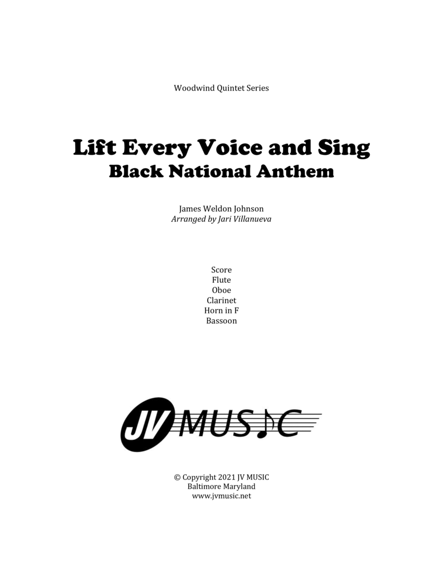 Lift Every Voice and Sing Black National Anthem for Woodwind Quintet Woodwind Quintet scores gallery preview page 1