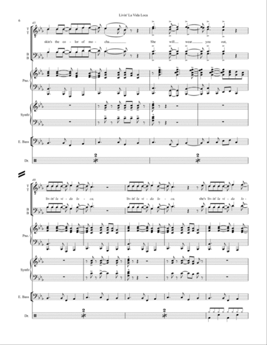Livin' La Vida Loca Small Ensemble scores gallery preview page 6