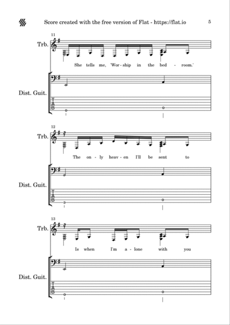 Take Me To Church Trombone Duet scores gallery preview page 5