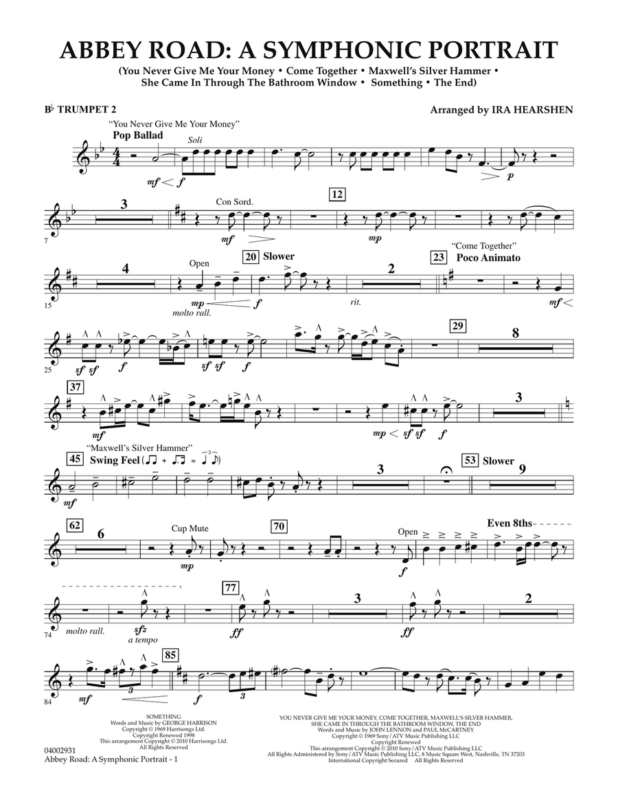 Abbey Road - A Symphonic Portrait - Bb Trumpet 2 Concert Band scores gallery preview page 1