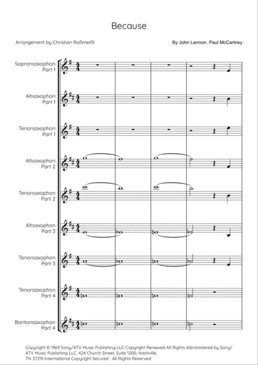 Because Woodwind Quartet scores gallery preview page 2