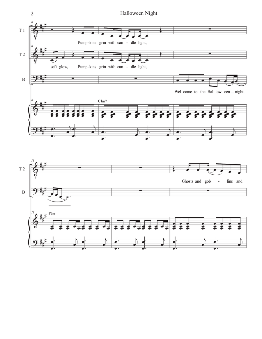 Halloween Night (Vocal Trio - (TTB) TTB scores gallery preview page 2